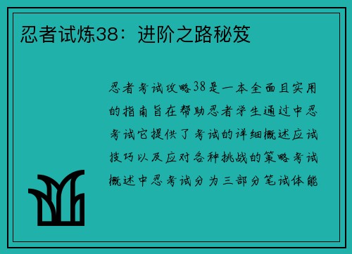 忍者试炼38:进阶之路秘笈